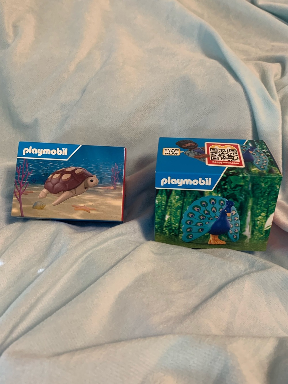Bundle of 2 NIB Playmobil Happy Meal Toys - Peacock and Turtle